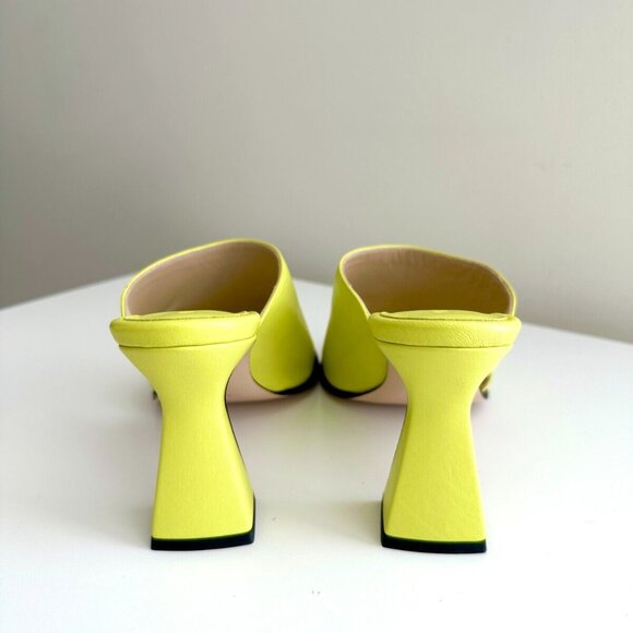 NEW WANDLER Leather Cut-Out Open Toe Mules in Lemon Lime Size 38 US 8 - Picture 11 of 13